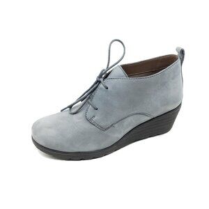 Dansko Cadee Lace Up Wedge Ankle Boots Gray Leather Womens Size 40 US 9.5-10